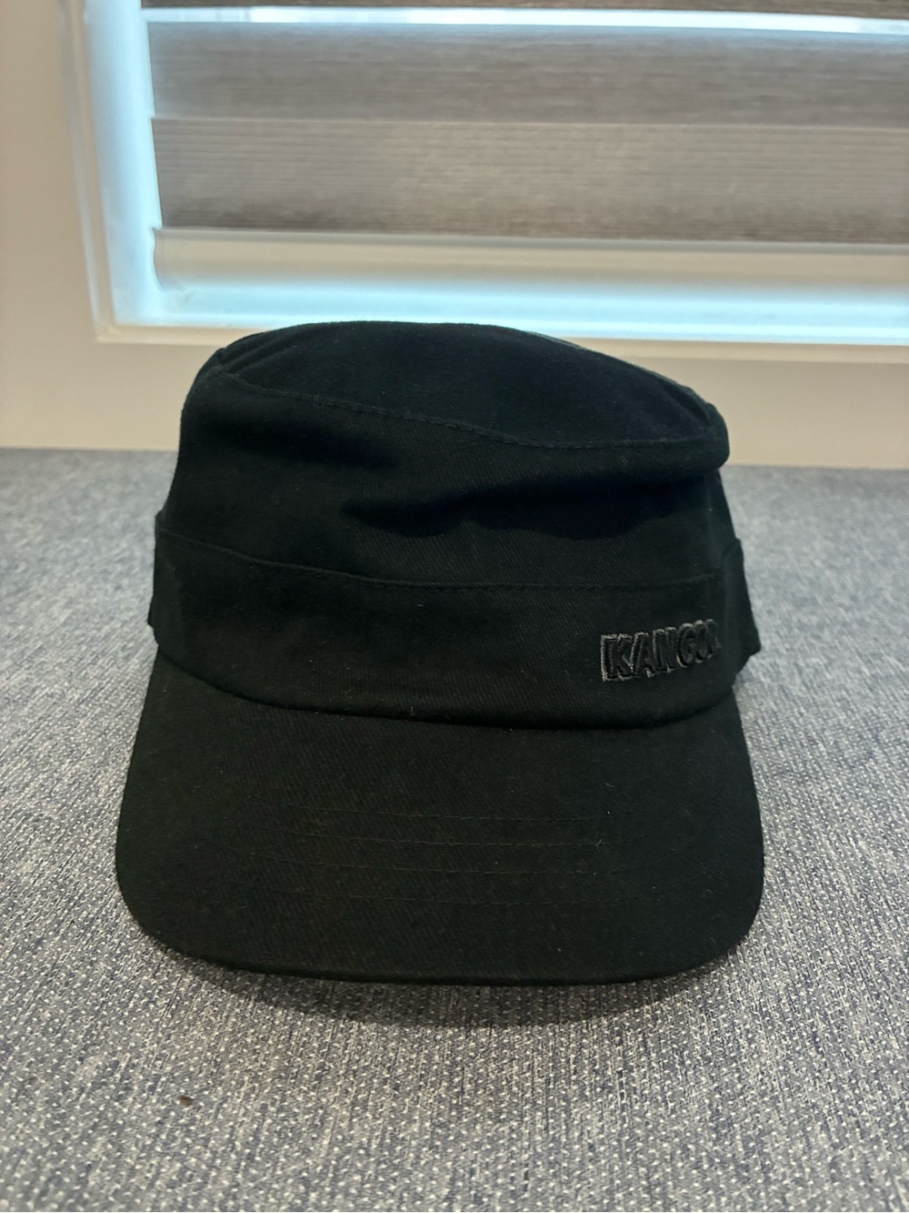 Kangol Black Military-Style Cadet Cap with Embroidered Logo